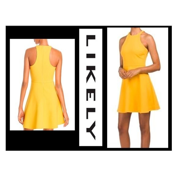 LIKELY NEW Dopamine Baddie Racerback Fitted Fit-n-Flare Halter Dress 8 - Picture 3 of 11